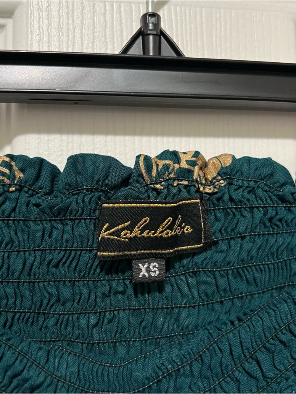 KAHULALE’A Aulia Dress in Teal Gold Lei Puakenikeni - Picture 6 of 7